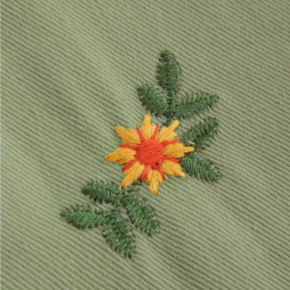 Cider Green Wide Leg Pants with Floral Embroidery - Picture 3 of 6